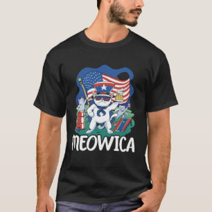 Meowica Patriotic America USA Flag 4th Of July Ame T-Shirt