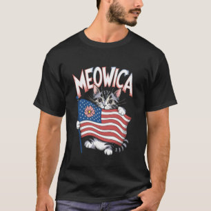 Meowica Patriotic Cat Design T-Shirt