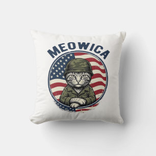 Meowica Patriotic Cat Vintage Engraving Shirt Desi Cushion