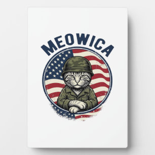 Meowica Patriotic Cat Vintage Engraving Shirt Desi Plaque