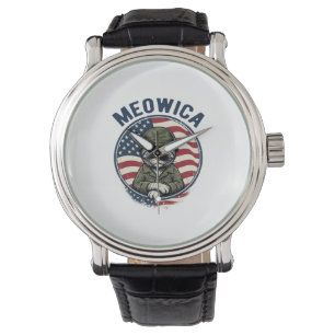 Meowica Patriotic Cat Vintage Engraving Shirt Desi Watch
