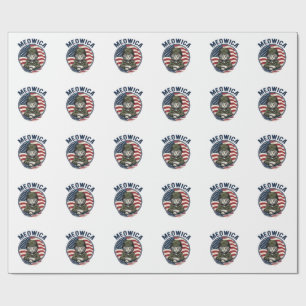 Meowica Patriotic Cat Vintage Engraving Shirt Desi Wrapping Paper