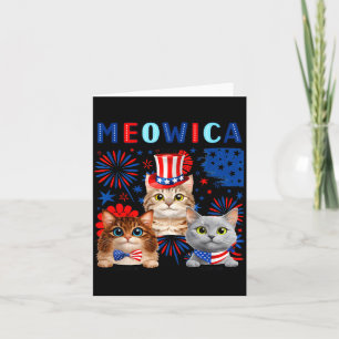 Meowica Patriotic Cats 4th of July Funny Cat Lover Card