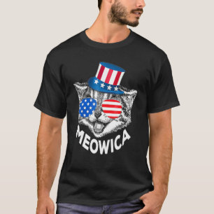 Meowica Patriotic July 4th USA American Cat Funn T-Shirt