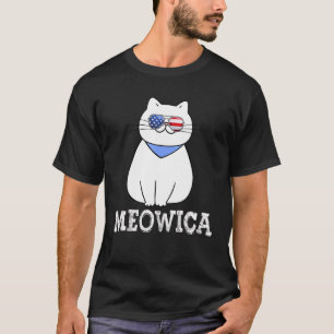 Meowica Usa Flag Cool Fat Cat Kitten Sunglusses 4t T-Shirt