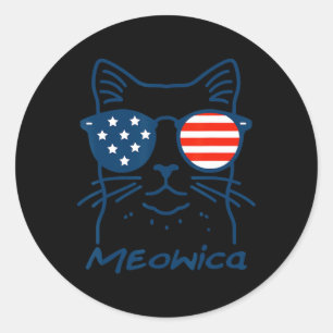 Meowica Usa merica Cat 4th Of July Funny Patriotic Classic Round Sticker