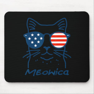 Meowica Usa merica Cat 4th Of July Funny Patriotic Mouse Pad