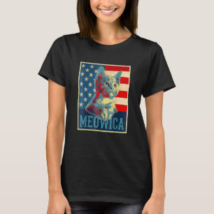 Meowica Vintage Style 4th Of July Kitty Cat T-Shirt