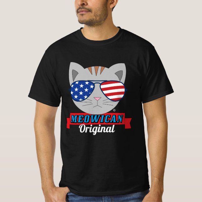 MEOWICAN Original Patriotic Cat Pun T Shirt (Front)