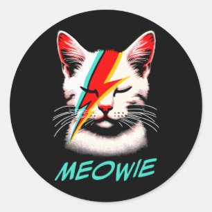 Meowie Cat Rock Music Concert Band Men Kids Women Classic Round Sticker