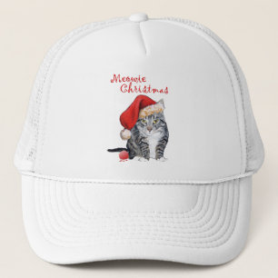 Meowie Christmas Tabby Cat Trucker Hat