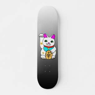 MEOWIES LUCKY CAT MANEKI NEKO GREY / BLACK SKATEBOARD