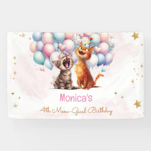 Meowing cats meow-gical kids birthday banner