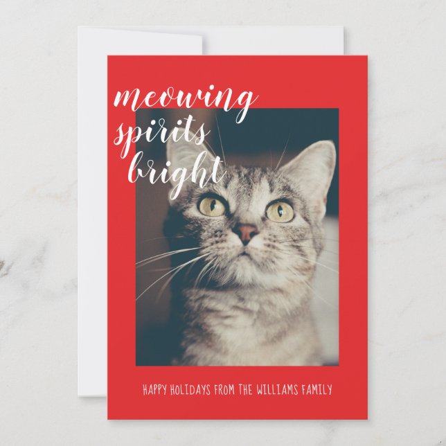 Meowing Spirits Bright Your Cat Photo Holiday (Front)