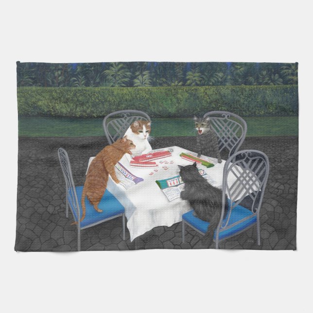Meowjongg Tea Towel (Horizontal)