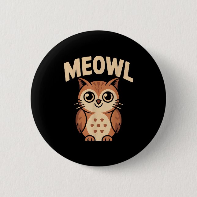 Meowl Cat Owl Hybrid Funny Meme Brain Rot Gen Alph 6 Cm Round Badge (Front)