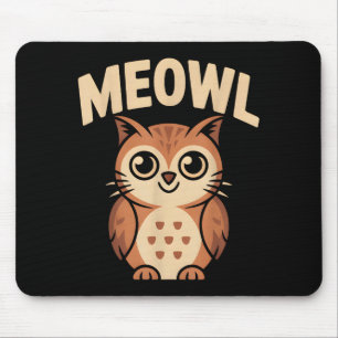 Meowl Cat Owl Hybrid Funny Meme Brain Rot Gen Alph Mouse Pad