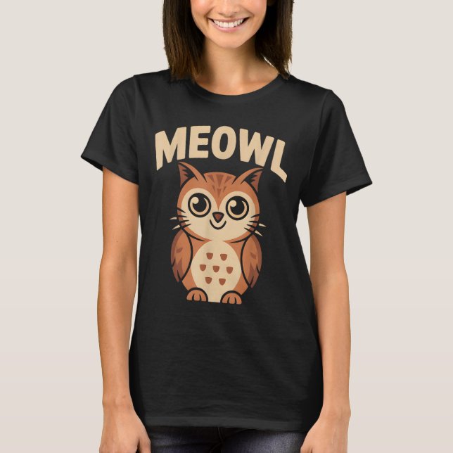 Meowl Cat Owl Hybrid Funny Meme Brain Rot Gen Alph T-Shirt (Front)
