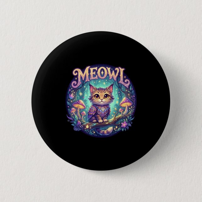 Meowl Cat Owl Meme Brainrot Kids Cursed Silly Gen  6 Cm Round Badge (Front)