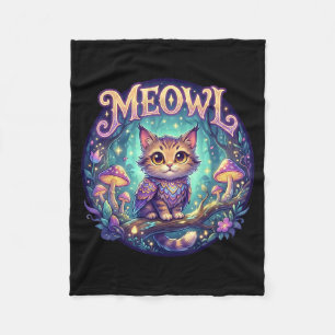 Meowl Cat Owl Meme Brainrot Kids Cursed Silly Gen  Fleece Blanket