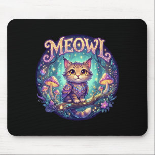 Meowl Cat Owl Meme Brainrot Kids Cursed Silly Gen Mouse Pad