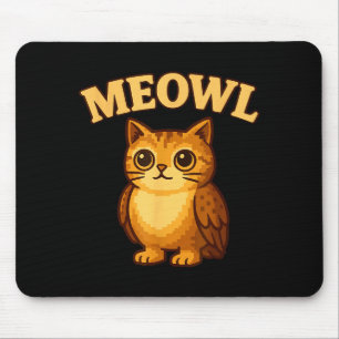 Meowl - Funny Meow Cat Owl Brainrot Meme Teen Kids Mouse Pad