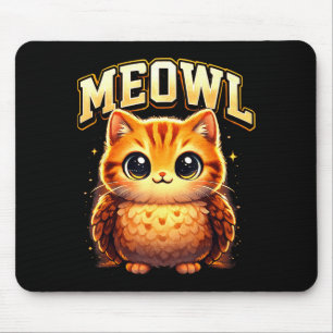 Meowl Funny Meow Cat Owl Brainrot Meme Teen Kids Mouse Pad