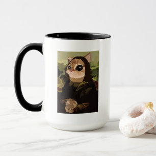 Meowlisa Funny Mona Lisa Cat Face Mug