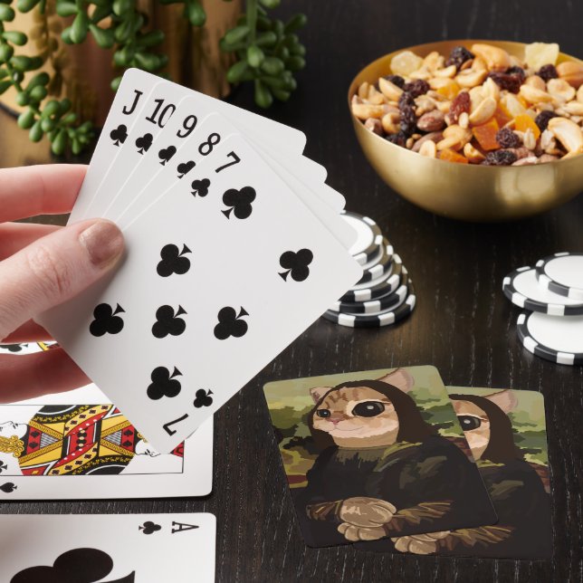 Meowlisa Funny Mona Lisa Cat Face Playing Cards (In Situ)