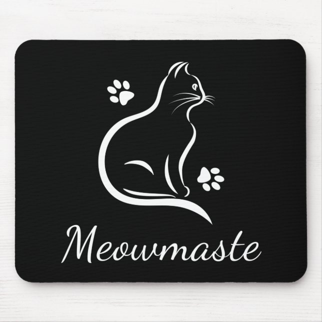Meowmaste Cat Yoga Mousepad Black (Front)