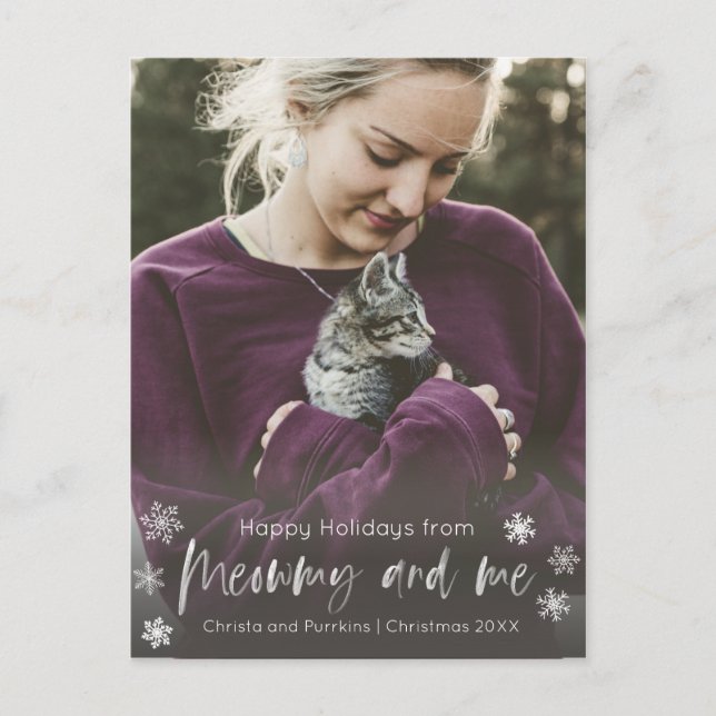 Meowmy And Me Cat Mum Photo Overlay Holiday Postcard (Front)