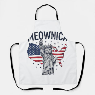 Meownica Patriotic Cat Vintage Vector Design_1 Apron
