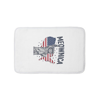 Meownica Patriotic Cat Vintage Vector Design_1 Bath Mat