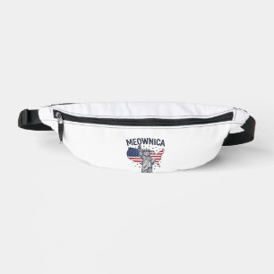 Meownica Patriotic Cat Vintage Vector Design_1 Bum Bags