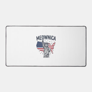 Meownica Patriotic Cat Vintage Vector Design_1 Desk Mat