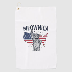 Meownica Patriotic Cat Vintage Vector Design_1 Golf Towel
