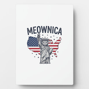Meownica Patriotic Cat Vintage Vector Design_1 Plaque