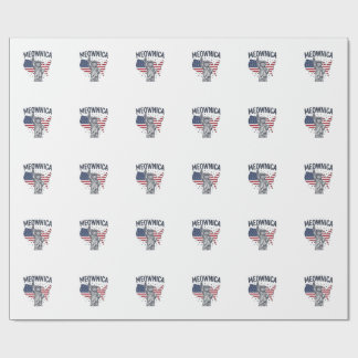 Meownica Patriotic Cat Vintage Vector Design_1 Wrapping Paper