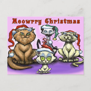 Meowrry Christmas Cats Holiday Postcard