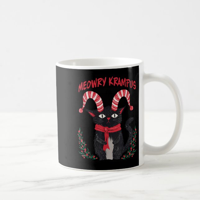 Meowry Krampus Funny Krampus Is Coming To Town Cat Coffee Mug (Right)