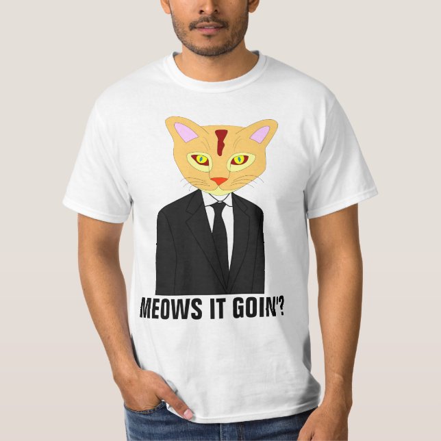 Meows it going? Orange Cat T-shirt (Front)