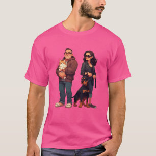 Meows & Muscle – Funny Cat Dad & Doberman Mum T-Shirt