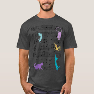 Meowsci Colourful Cats Playing Music Clef Piano Mu T-Shirt