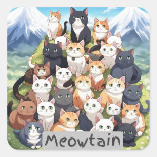 Meowtain - A Pile Of Cats Square Sticker