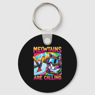 Meowtains are calling funny ski cat lovers skiing key ring