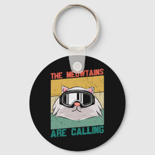 Meowtains Cat Ski Snowboard Snowboarding Skiing Sn Key Ring