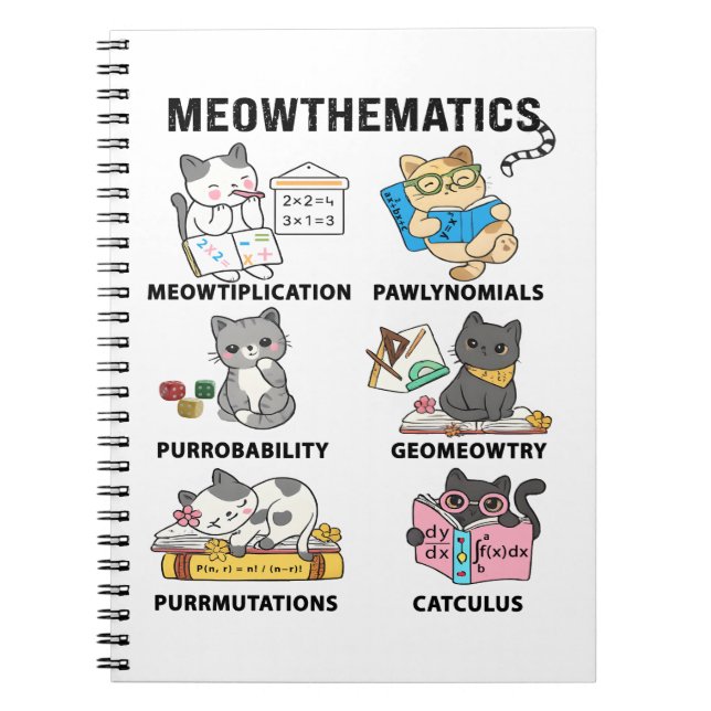 Meowthematics Funny Math Cat Puns For Math Lovers Notebook (Front)