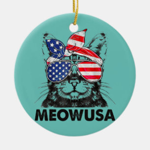 Meowusa Funny Cat Bun Sunglasses America Women Ceramic Tree Decoration