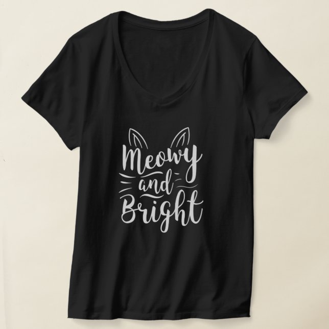 Meowy And Bright Cat Animal Lover Christmas Gift T-Shirt (Laydown)