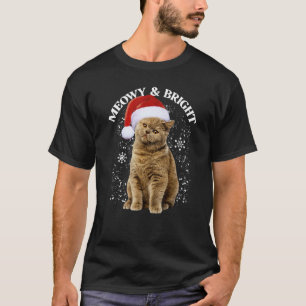 Meowy and Bright Christmas Cat Funny T-Shirt
